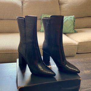 Black mid calf fashion booties